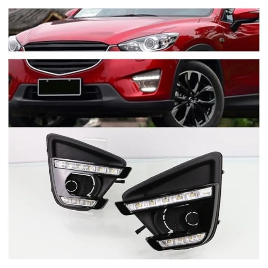 سيارة Led DRL مع بدوره أصفر النهار تشغيل ضوء الضباب غطاء المصباح لمازدا CX5 CX5 20122016 الأبيض والأصفر نموذج محسن #5
