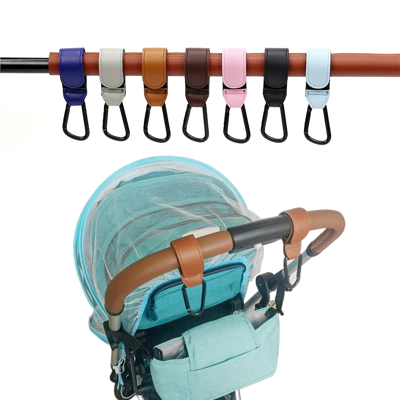 1/2 stücke PU Leder Baby Tasche Kinderwagen Haken Pram Drehen 360 Grad Drehbare Warenkorb Organizer Kinderwagen Haken Häkeln kinderwagen Zubehör