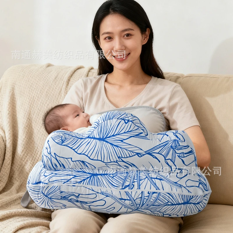وسادة أمومة مطبوعة من القطن، وسادة رضاعة متعددة الوظائف قابلة للطي للحمل والقراءة ودعم الطفل، مريحة وناعمة #2