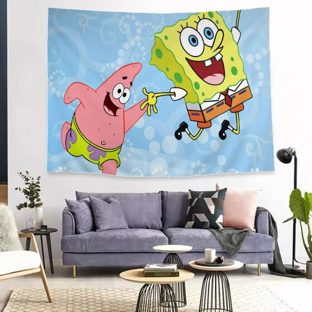 Anime S-SpongeBob SquarePants Cartoon Tapestry Wall Hanging Decoration Household Home Decor