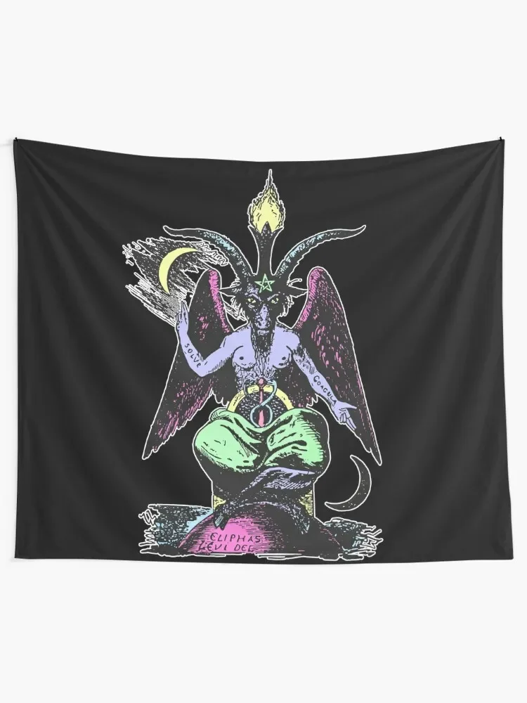 Pastel Baphomet (Black) Tapestry Kawaii Room Decor Wall Decoration Items Tapestry