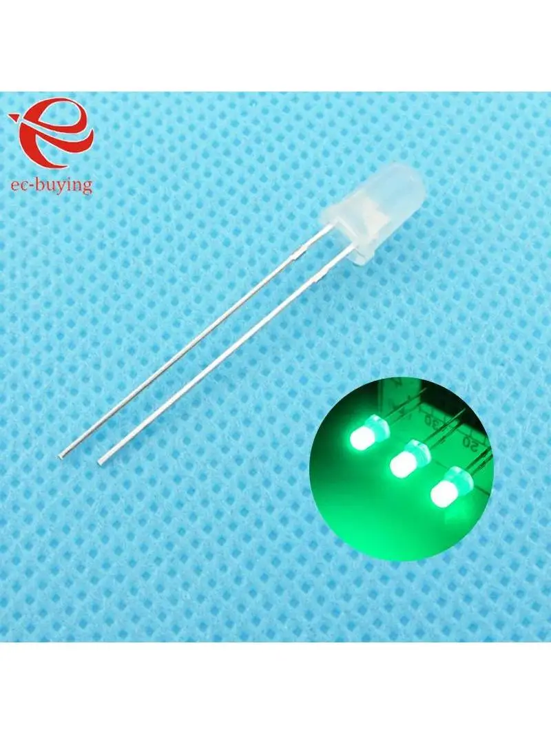 100 sztuk/partia F3 3mm szmaragdowo-zielona dioda LED okrągła dioda elektroluminescencyjna rozproszona mglista lampa koralik wtyczka zestaw do samodzielnego montażu praktyka szerokokątny DIP — zdjęcie 2