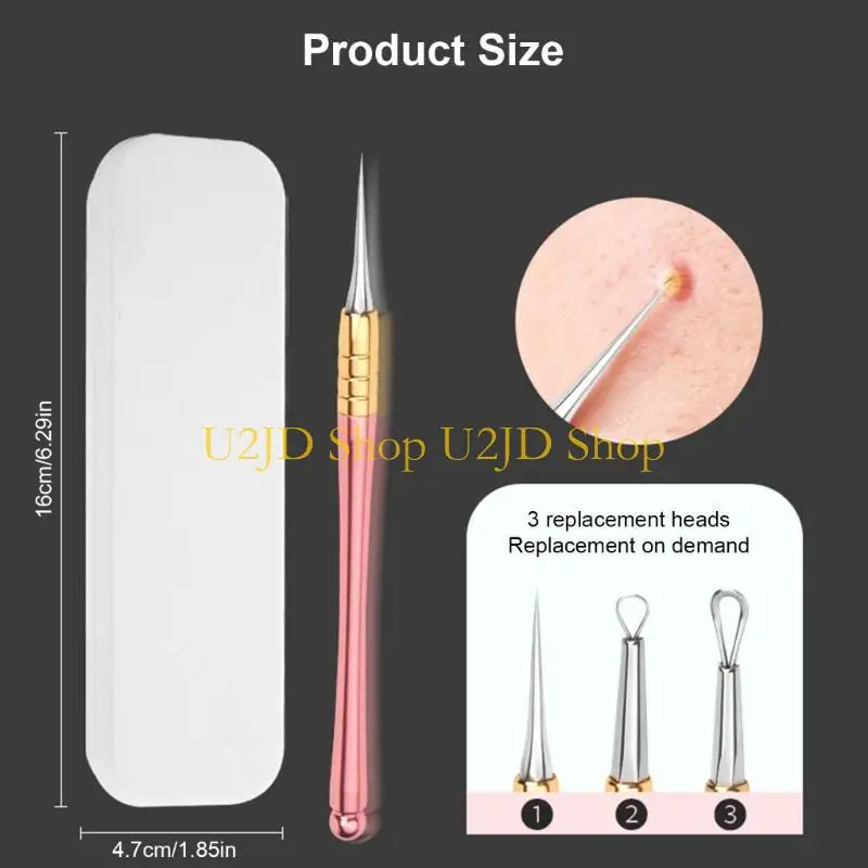 U2JD 3 in 1 acnes gereedschapset voor Blackhead en Pimple Removal met precieze pincet