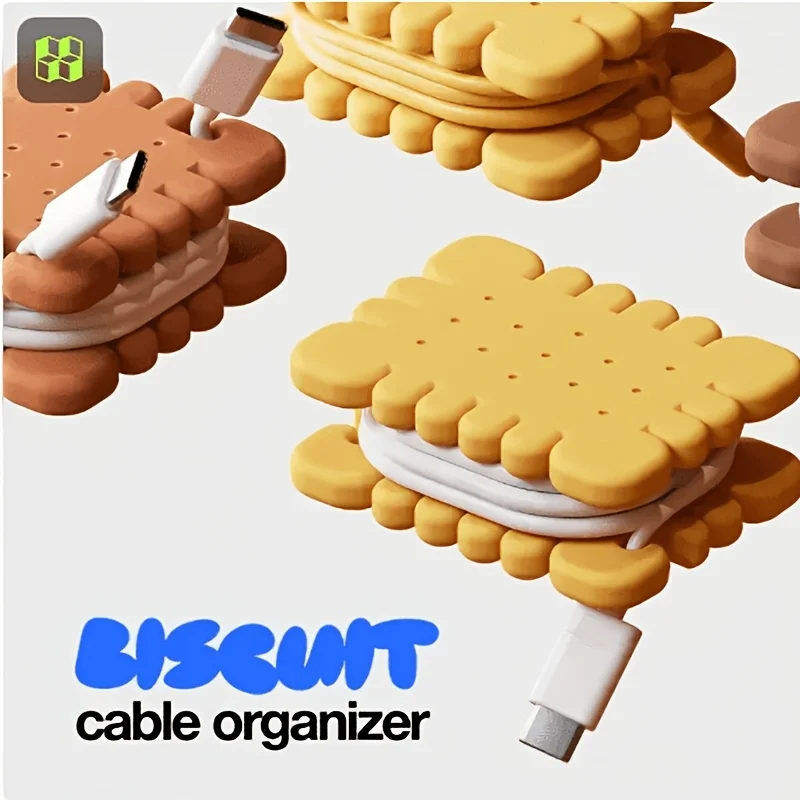Cartoon Cookie Shape Cable Winder 3D Printed Mini Portable Travel Tools USB Charging Cord Wrapper Wire Fixer for Daily Use Gifts