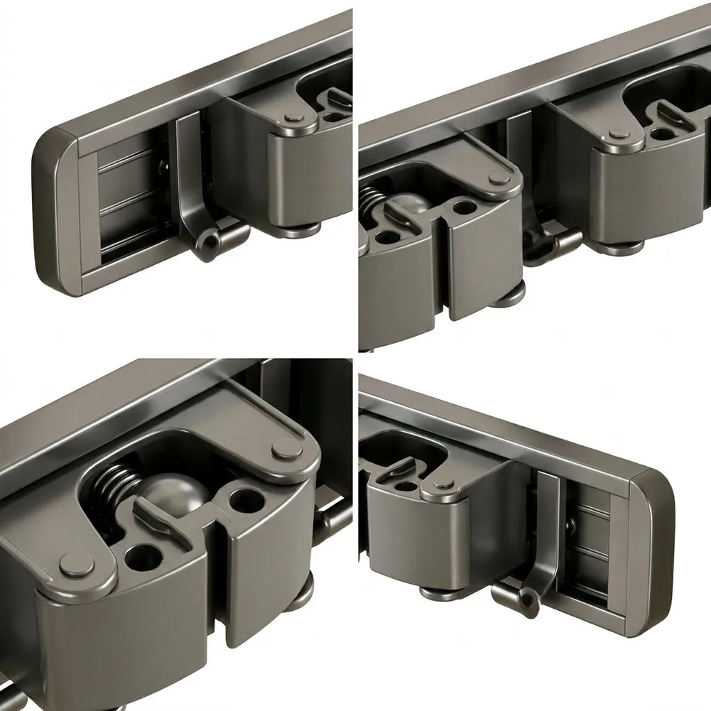 Garage Tool Storage Wall Mounted Mop Rack For Bathroom Organization Screw Mounted Option Rough Wall Compatible