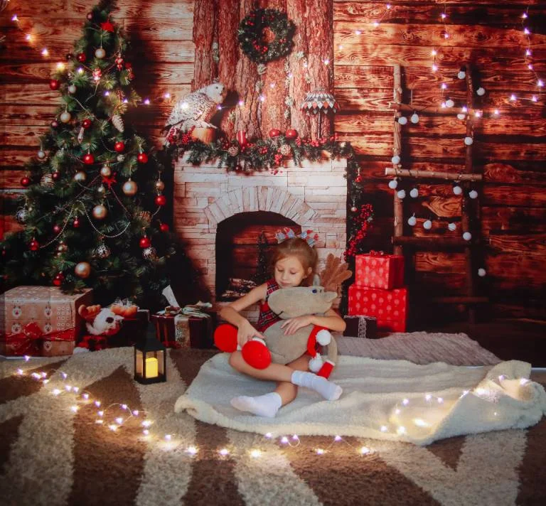 Weihnachten Hintergrund Fenster Kamin Weihnachten Baum Geschenk Winter Schnee Socke Baby Portrait Fotografie Hintergrund Dekor Für Foto Studio