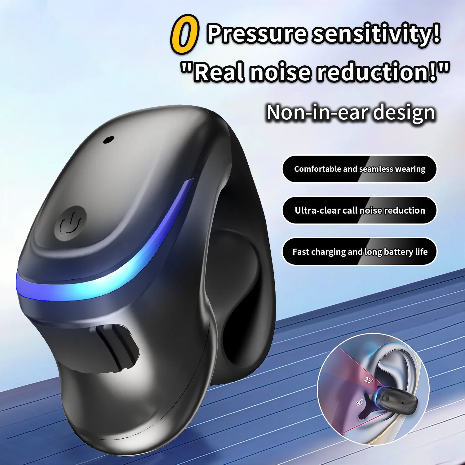 

Wireless Bluetooth Earhook Single Earphone One-Click Control HiFi Sound Noise Reduction Business Sports Earbud For Xiaomi Huawei