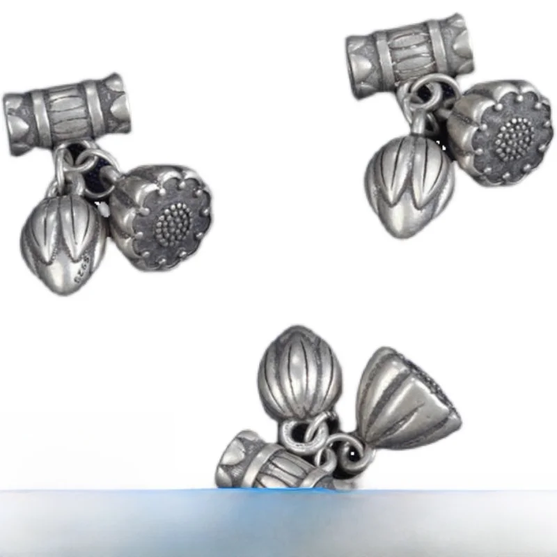 S925 순은 블라 로터스 버드 펜던트 수제 비딩 재료 DIY 패션 주얼리 액세서리 라운드 튜브 빈티지 스타일