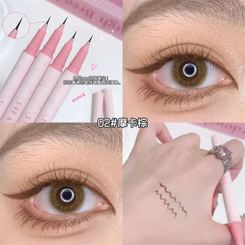 Anfänger-Eyeliner Flüssigstift Ultrafeine 0,01mm Spitze Wasserfest & Schweißresistent Brauner Make-up Wimpernverstärker Tierversuchsfrei Reisegröße