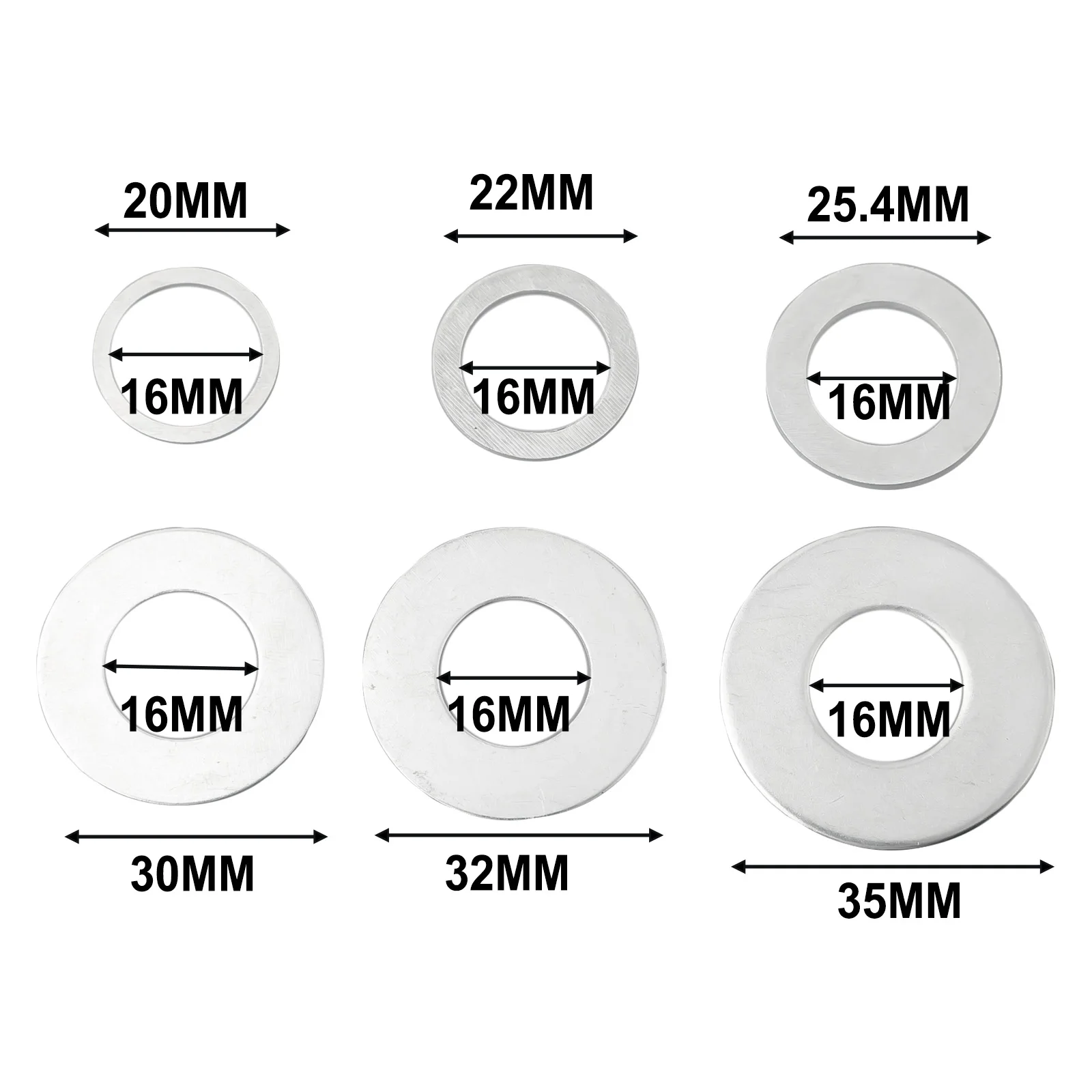 Accessories Circular Saw Ring Silver Useful 6Pcs Set Adapter Ring Metal Mitre Saw Garden Practical High Quality