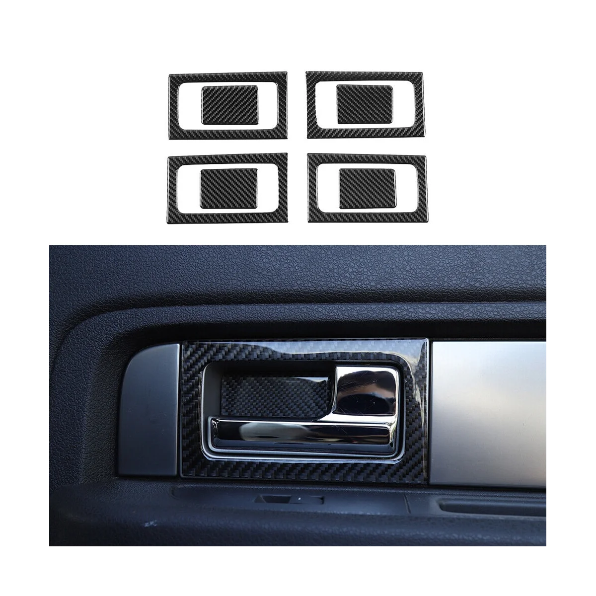 

Car Inner Door Handle Cover Trim Decoration Stickers for Ford F150 2009-2014 Accessories - Soft Carbon Fiber