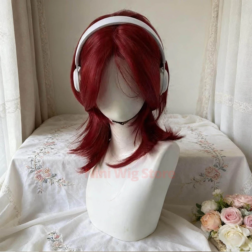Wolf tailed Mullet Wig red Hair Wig For Cosplay Party Halloween Lolita Daily Use for Women Heat Resistant Forehead Lace Wigs