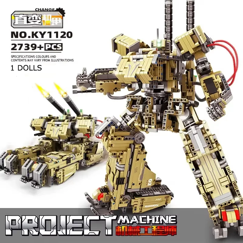 

Giant 2-in-1 Transforming Mammoth Tank Robot Advanced Building Set, Military Mecha Model Kit for Adults Collector Holiday Gift