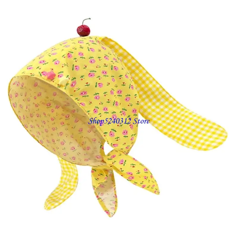 634C قابل للتعديل آذان أرنب الشعر باندانا غطاء الرأس قبعة قطنية ناعمة للفتيات النساء