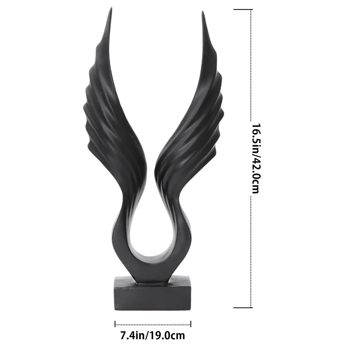 1 قطعة الملاك الجناح الراتنج زخرفة سوداء أنيقة سطح المكتب النحت الديكور لغرفة المعيشة غرفة نوم خزانة مشروبات #3
