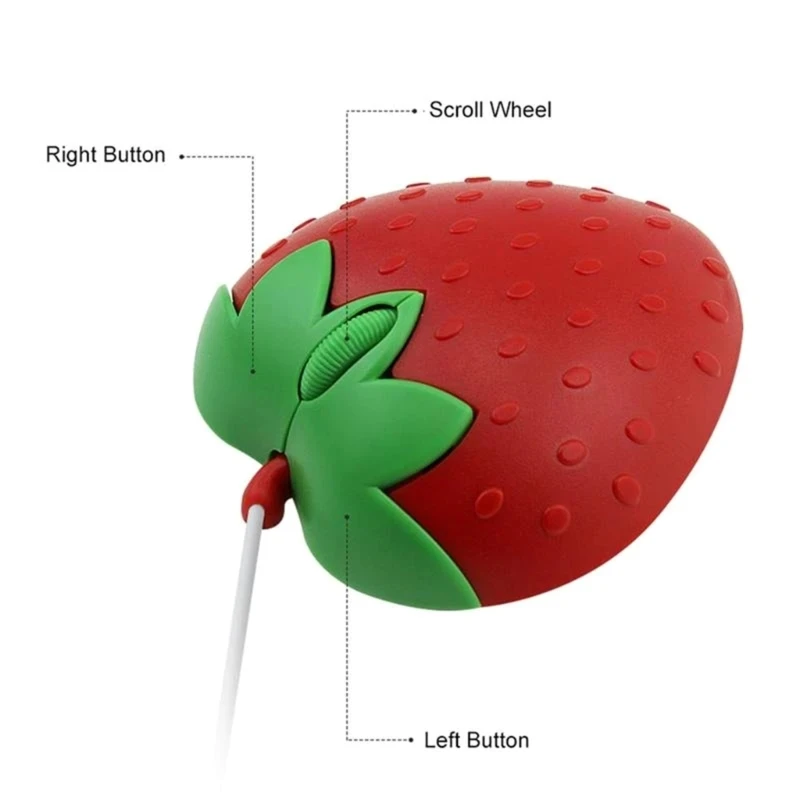 USB Wired Mouse Sweet Red Strawberry Fruit Gift USB Optical Mouse Mice For PC