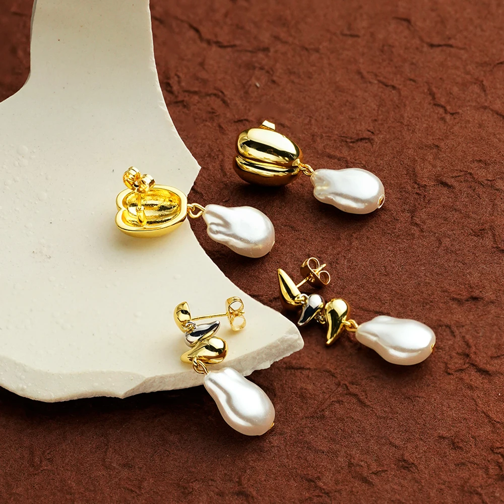 

ENFASHION Aretes De Mujer Rain Drop Pearls Earrings For Women's Brass 18K Gold Plated Fashion delicate Dating Jewelry E241599