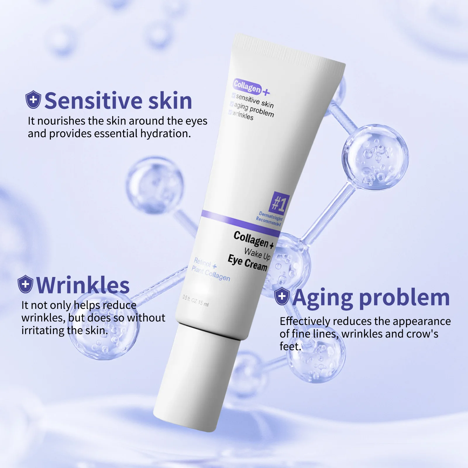 

Revive Youthful Eyes-Retinol & Plant Collagen Eye Cream 15ml Anti-Aging Wrinkle Reducer Dark Circle Treatment for Sensitive Skin