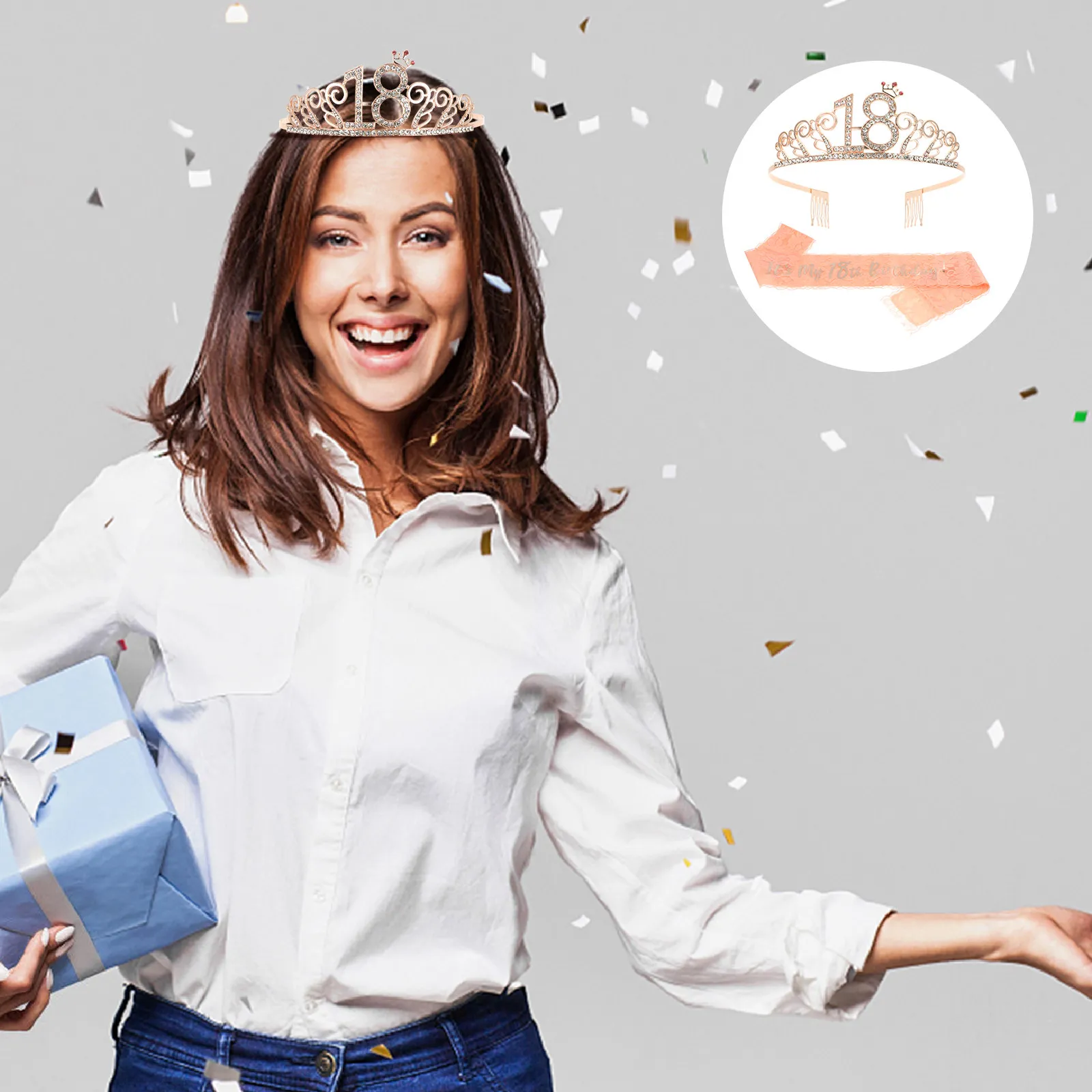 

Набор из 2 предметов: корона и пояс для дня рождения, золотая блестящая лента с регулируемой застежкой для женщин, украшения для вечеринок, идеально подходит для дам