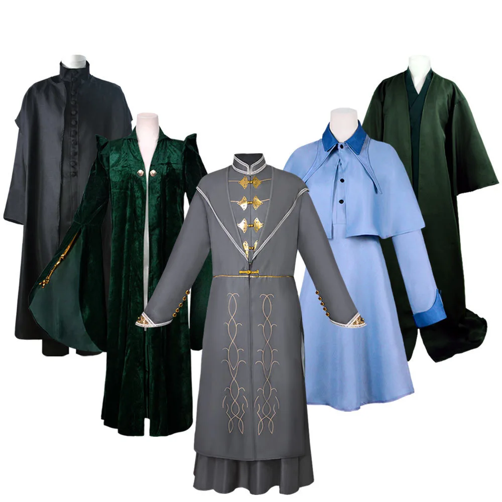 Halloween Carnival Professor Minerva McGonagall Cosplay Costume Dress Velvet Green Cape