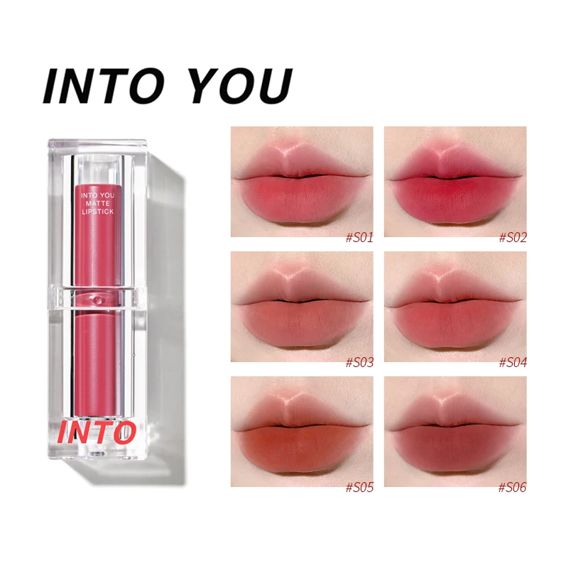 

INTO YOU Matte Waterproof Velvet Nude Lipstick Red 6 Colors Makeup Long Lasting Profissional Cosmetics for Women Lip Gloss