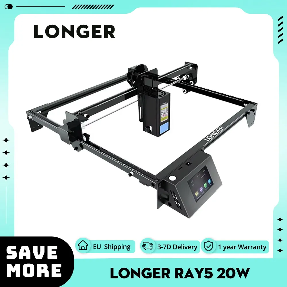 Dłuższy stała gęstość wiązki Laser do cięcia i grawerowania RAY5 20W 0.08*0.1mm kolorowy kolorowy ekran dotykowy z kolorowym chipsetem 32-bitowym