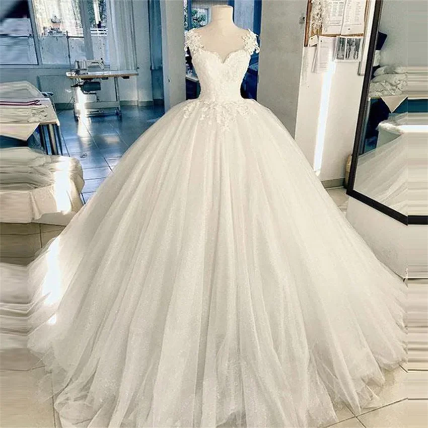 

Flavinke бальное платье Robe De Mariee по индивидуальному заказу, свадебные платья, милое тюлевое платье с аппликацией, пышное свадебное платье Vestido De Novia