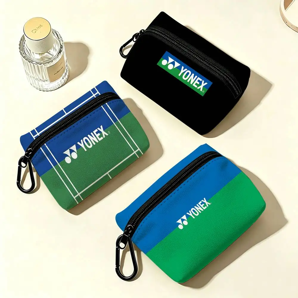 Y-YONEX S-Sport Mini Oxford Cloth Coin Purse With Carabiner Hook Portable Key Card Wallet Small Zipper Storage Pouch