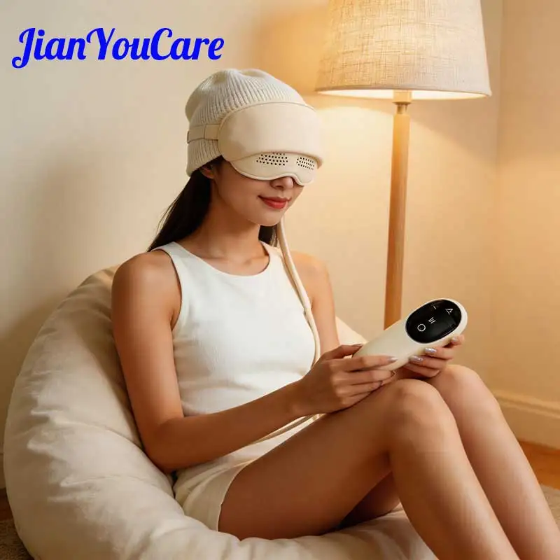 

Массажер для головы и глаз JianYouCare с воздушно-компрессионным воздействием и горячим компрессом, 4 режима, снимает усталость головы и кожи головы, массаж с эффектом человеческого разминания