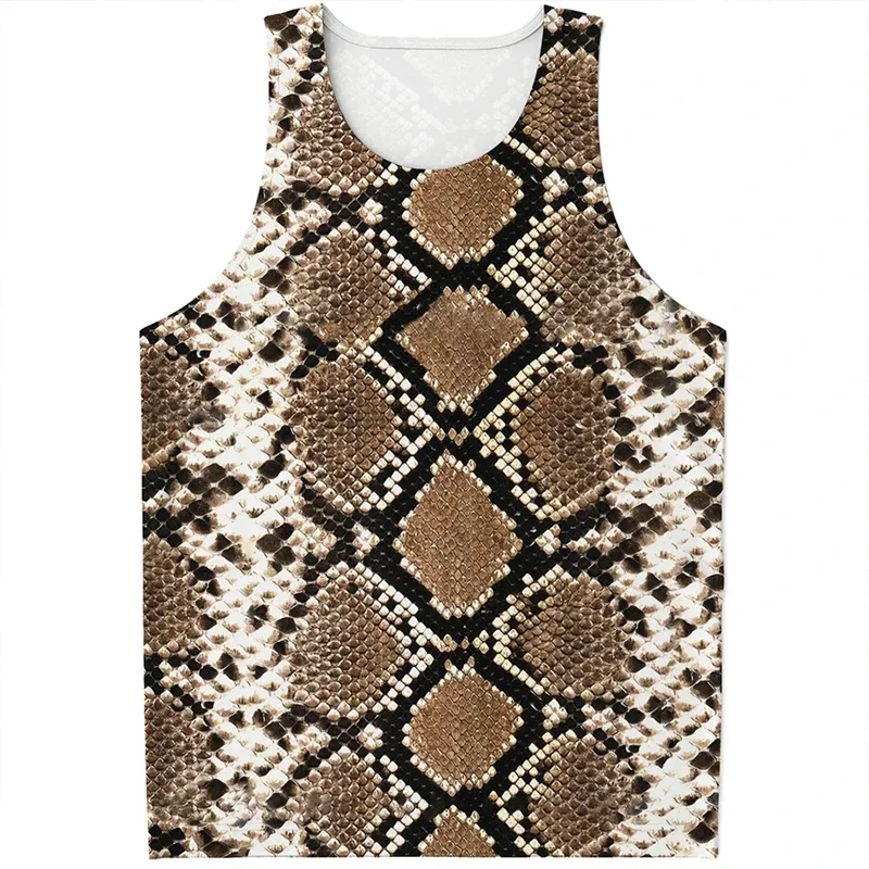 

Snake Skin Tank Tops Men's Fashion Streetwear Oversized Sleeveless Tank Top Bodybuilding Fitness Gym Vest Man Clothing