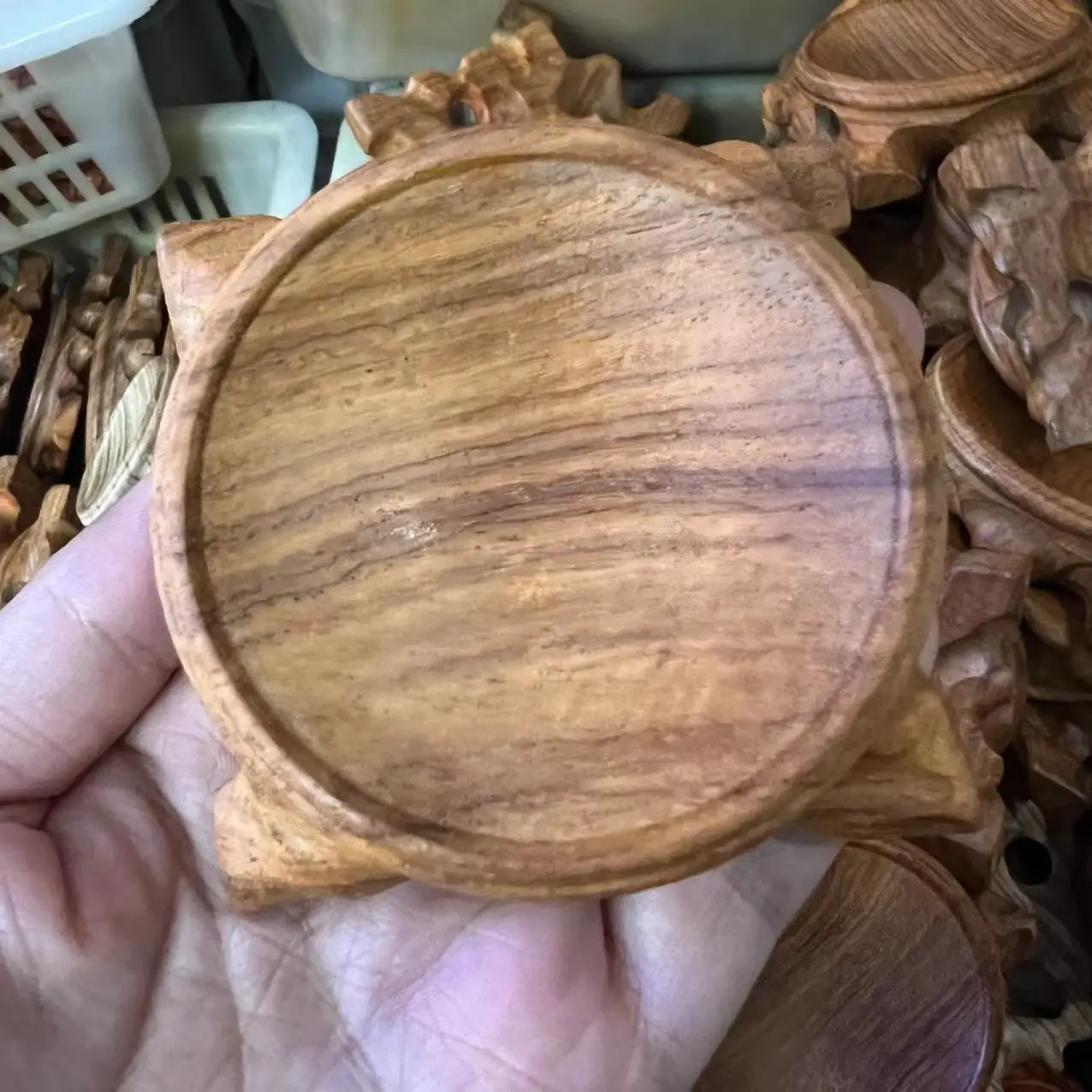 7CM Crystal Ball Base Handicraft Desktop Ornaments  Props Display Stand Sphere Stone Support Wooden Holder 1PCS