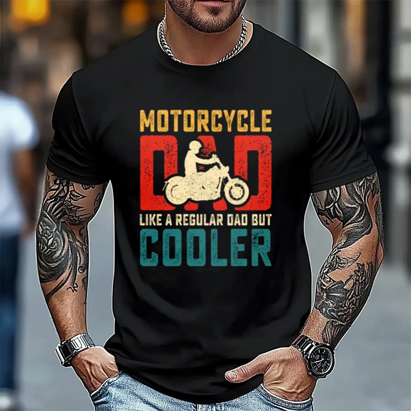 

Motorcycle Dad Like A Regular Dad But Cooler Father's Day T-Shirt 100% Cotton O-Neck T Shirt Short Sleeve Men Graphic Tshirts