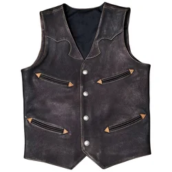 Suede Vest Real Coat Men Goatskin Waistcoat Plus Size 5XL Mens Tank Tops Winter Genuine Leather Suit Blazer Vests Male