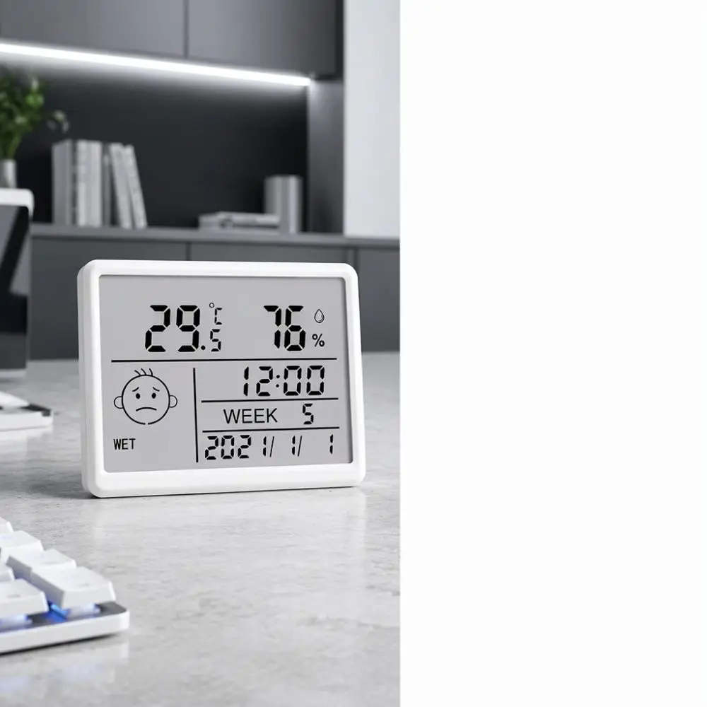 Electronic Clock Humidity LED Display Magnetic Fridge Stick Desk Wall Mount Modern Minimalist Gadget