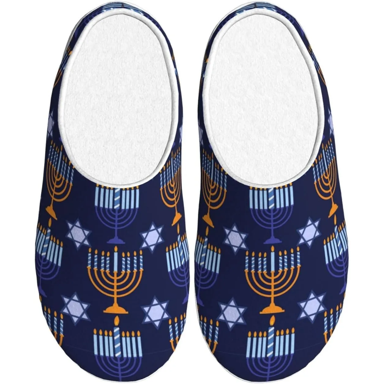 

Happy Hanukkah Jewish Chanukah Holiday Adult Cotton Slippers Home House Indoor Shoes