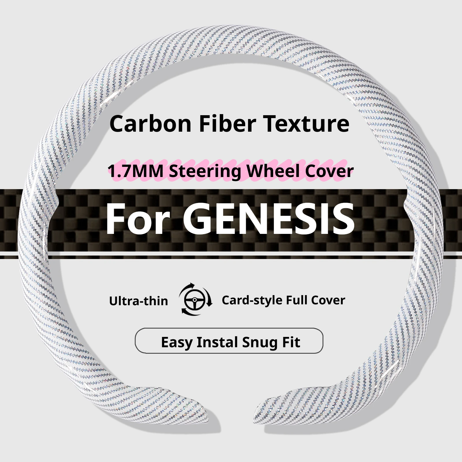 Für GENESIS Lenkradbezug Luxuriöse Kohlefaser-Textur 15 Zoll Passend für G70 G80 G90 GV60 GV70 GV80 GV90 Auto-Zubehör