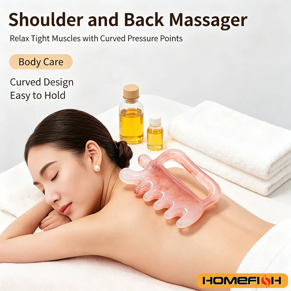1 Stück Doppel-Druck-Harz-Massagekamm Rücken- und Taillen-Gua-Sha-Gerät Schulter-Nacken-Gua-Sha-Stab Meridian-Entstopfungsstab Massage-Werkzeug – Detail 2