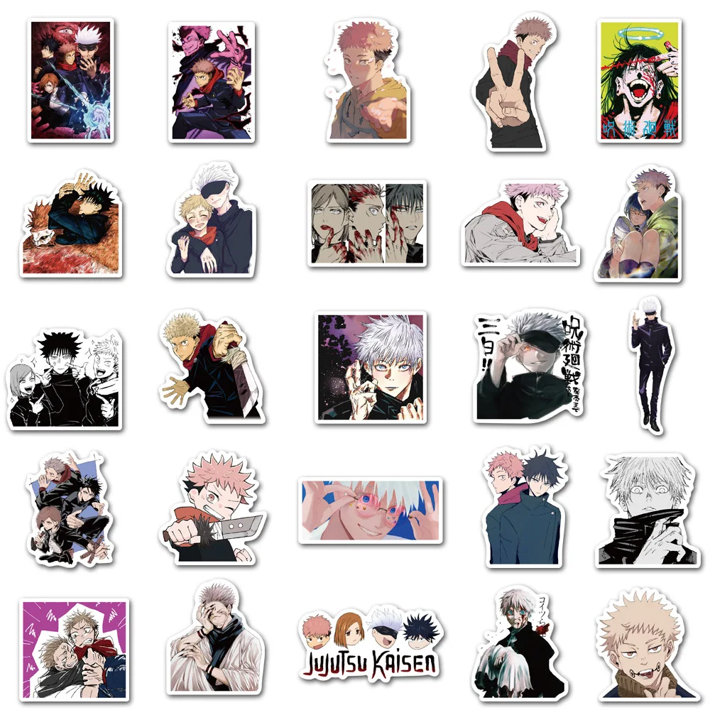 50Pcs Cartoon Jujutsu Kaisen Stickers DIY Laptop Skateboard Kids Cool Sticker Itadori Yuji Satoru Gojo Anime Decal Toys - view 5