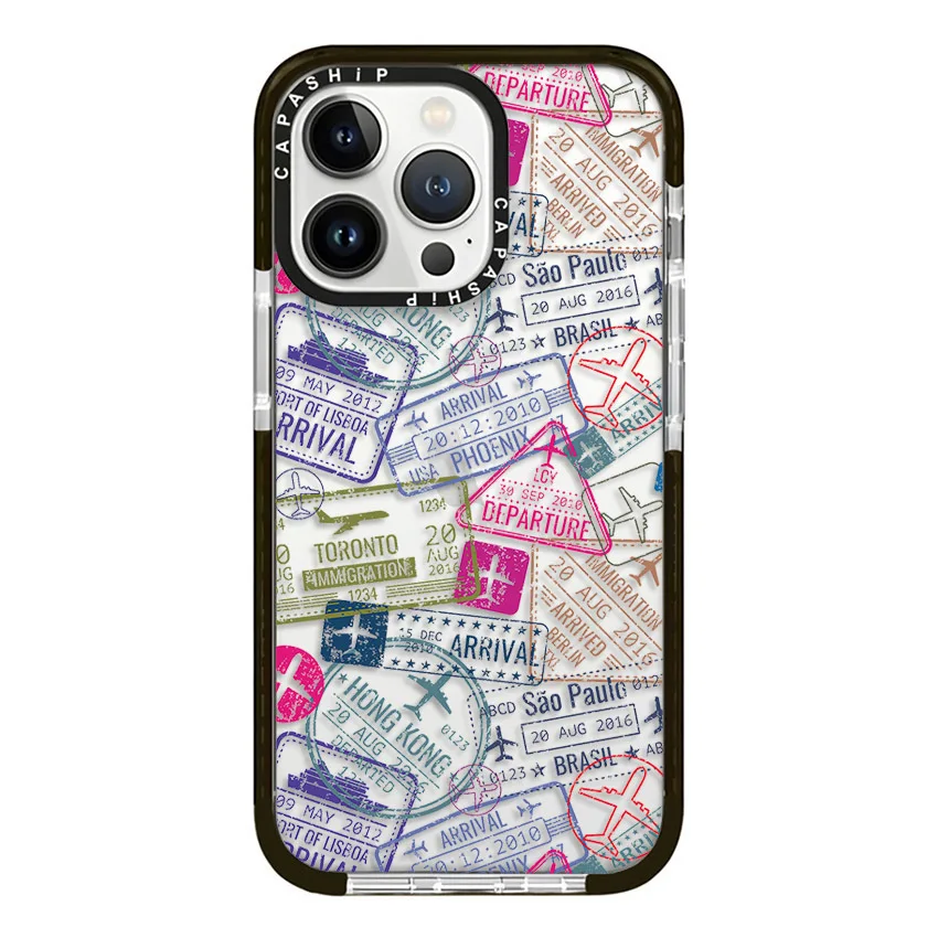 Aviation Labels Ticket Stamp Case For iPhone 16 15 14 13 12 11 Pro X XS XR Max 7 8 Plus SE 2022 Soft TPU Shockproof Back Cover