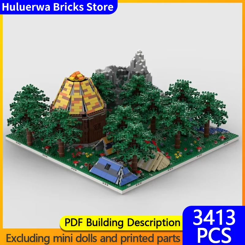 City Street View Model MOC Building Bricks  Tent Campsite Forest Modular Technology Gifts Holiday Assemble Children Toys Suit