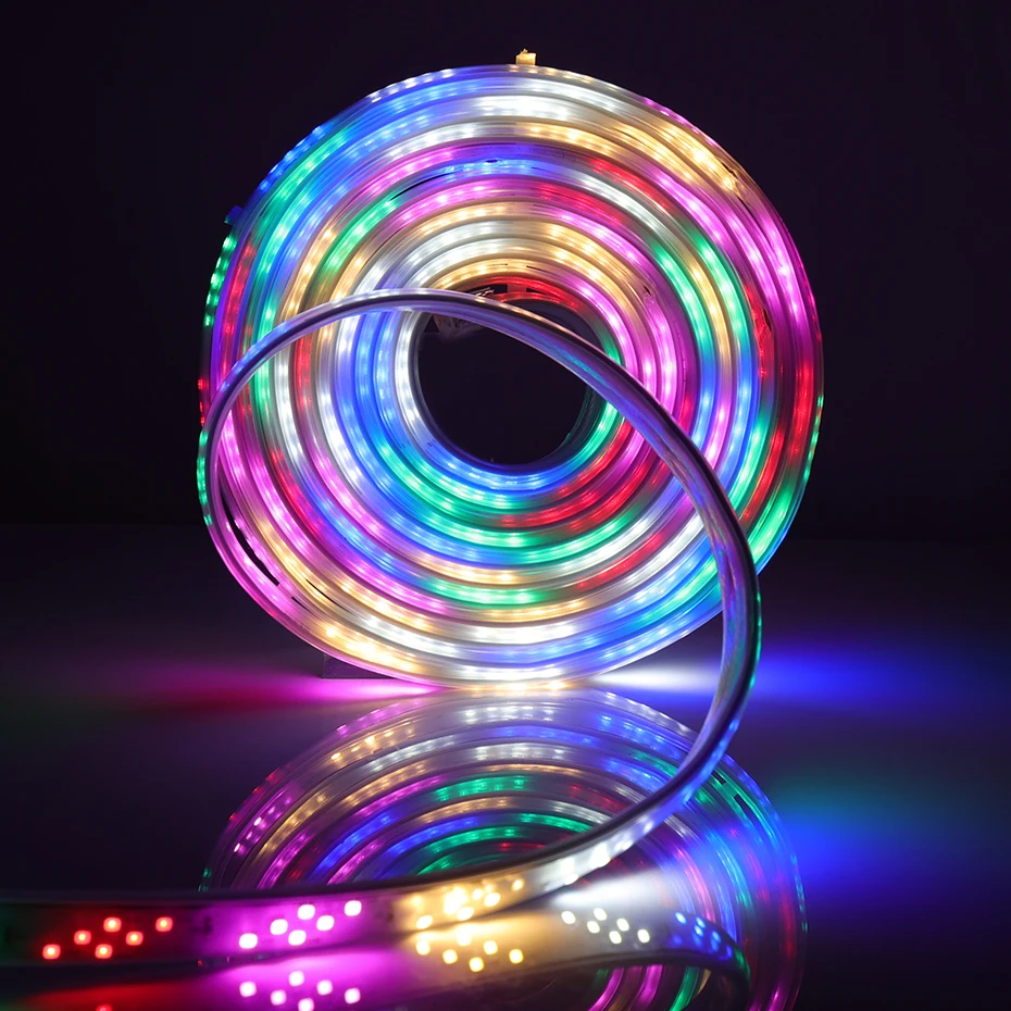 

Dreamcolor 220V LED Strip Light 144LEDs/m IP65 Waterproof 8 Modes Change RGB Flexible Ribbon for Room Garden Party Decoration