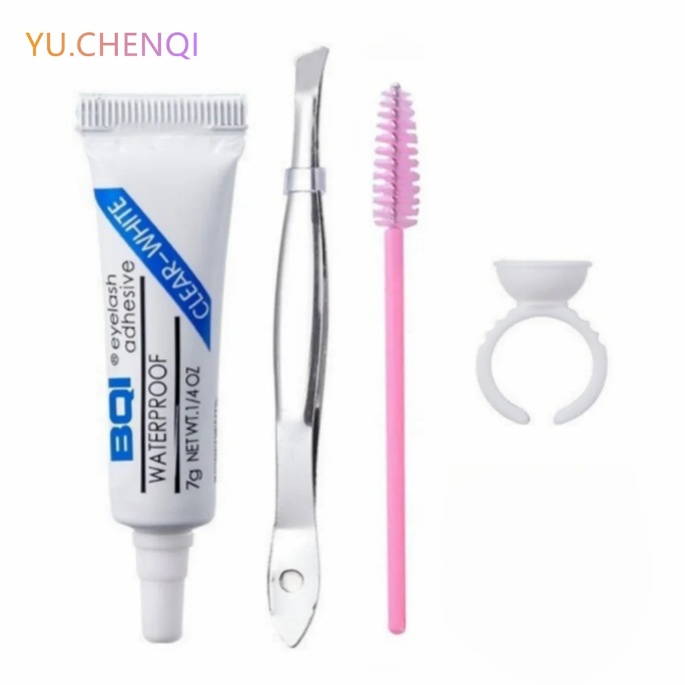 Eyelash Glue Ring Cup Micro Brush Set Waterproof Lasting Strong False Eye Lash Glue Adhesive Professional Makeup Beauty Tools