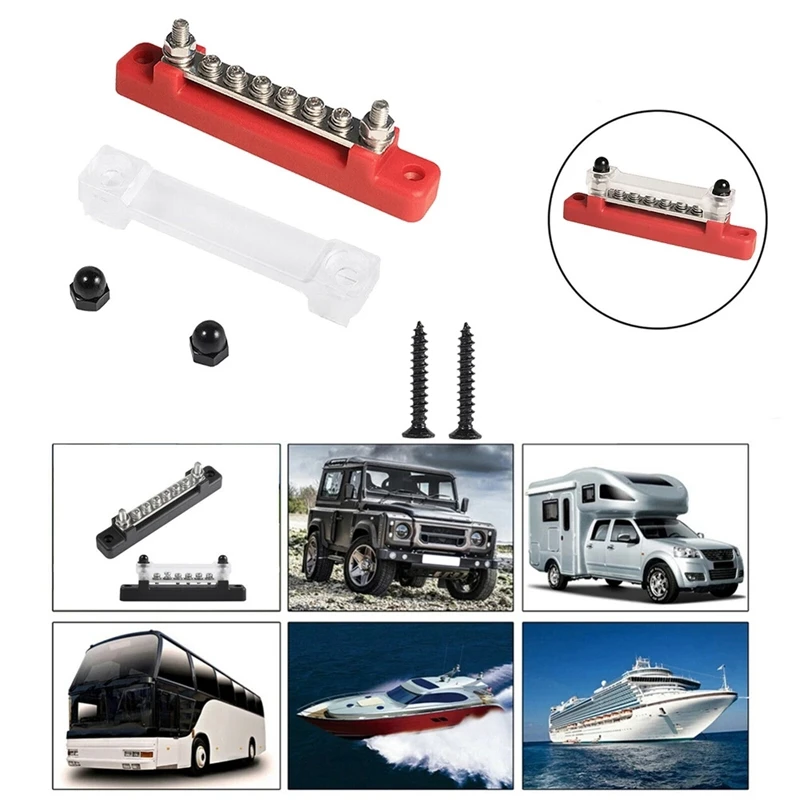 150A High-Current Single-Row Busbar 6-Way Busbar Straight-Row Busbar Block With Cover Car Boat Caravan House