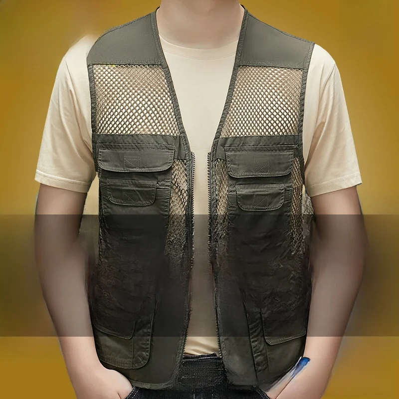 

Мужской летний тонкий жилет TUCANO для активного отдыха, многокарманный, рабочая одежда, куртка с V-образным вырезом на молнии, модный городской стиль