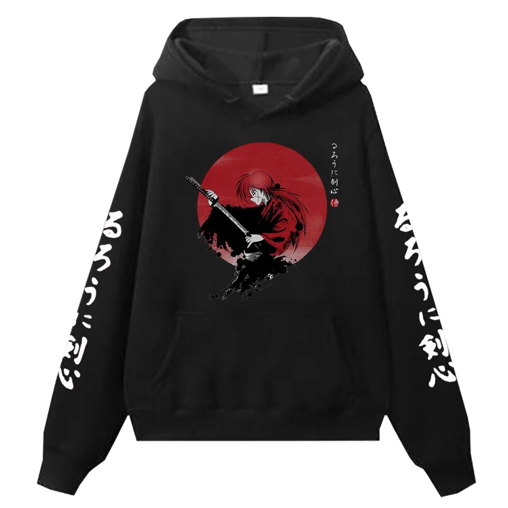 Harajuku Japan Anime Rurouni Kenshin Bot And Girl Hoodies Autumn Fleece Print Pullover Men Women Fashion Casual Sweatshirt