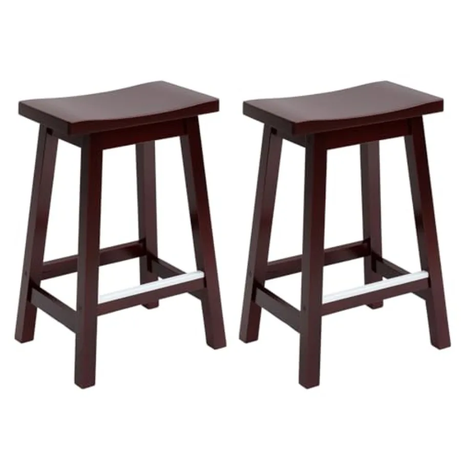 

Bar Stools Set of 2 Wooden Saddle Stools ch Heigh Bar Chairs Seat with Footrests and Industrial Kitchen Counter Stools for Rest