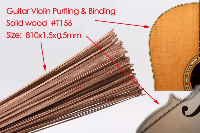 

50x Guitar Strip Wood Purfling Binding Guitar Body Parts Inlay 810x1.5x0.5mm #156