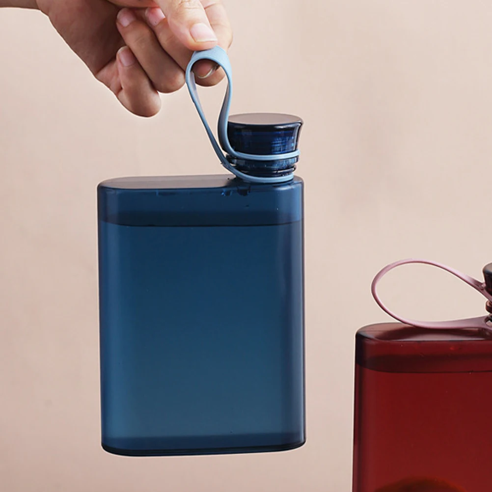 

Portable Flat Bottle 400ml Blue -0806 Leak Proof Sports Water Bottle For Fitness Outdoor Travel Reusable Container Fitness Jug