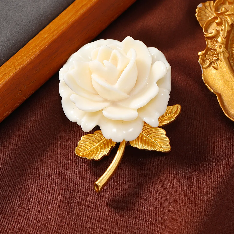 Exquistie Women Girls Rose Flower Enamel Badges Pins Fashion Vintage Lady Elegant Party Wedding Brooch Accessories Jewelry