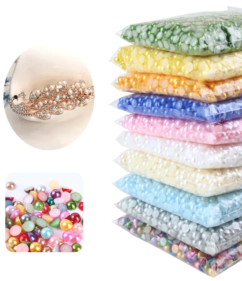 

2-12mm Half Round Acrylic all colours Imitation Pearl Flatback Beads for Jewelry Making DIY /Headwear/Nail Art /Phone Decorate